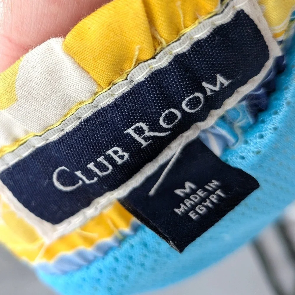 Coastal Preppy Seagull Print Swim Trunks Club Room Yellow Blue Size‎ M